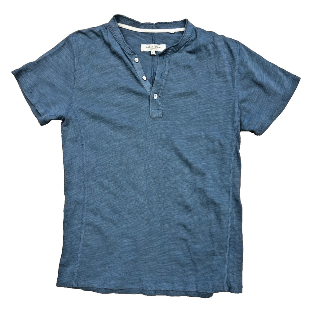 Rag & Bone Men's Classic Short Sleeve Henley Shirt Short Slv Blue Size Small